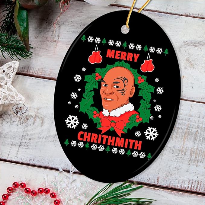 Pop Culture, Movie, and Music Themed Trendy Christmas Ornaments - Merry Chrithmith Funny Boxing Meme Christmas Ornament, Humorous