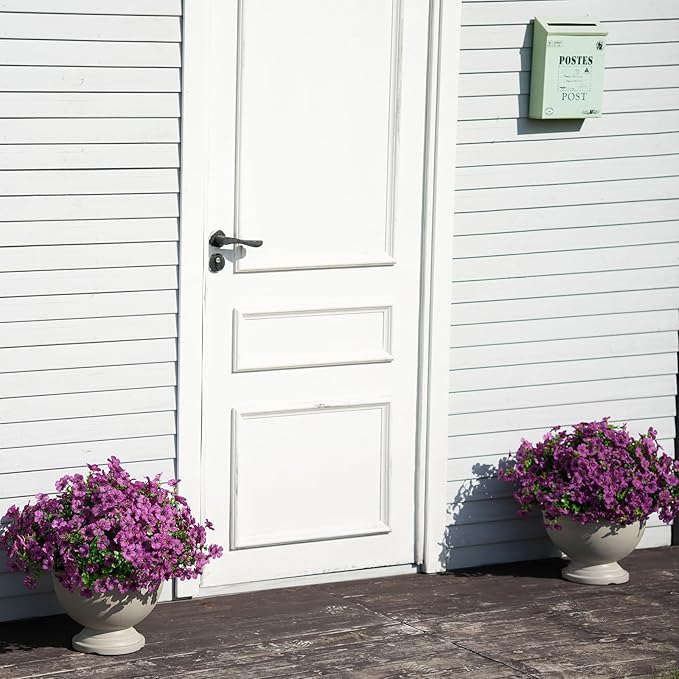 Artificial Flowers for Outdoor Indoor Realistic Faux Flower Spring Summer Garden Home Decoration, Hanging Daisy Flower with Eucalyptus Leaves Fake Plants Greenery Balcony Porch Patio Front Door Decor