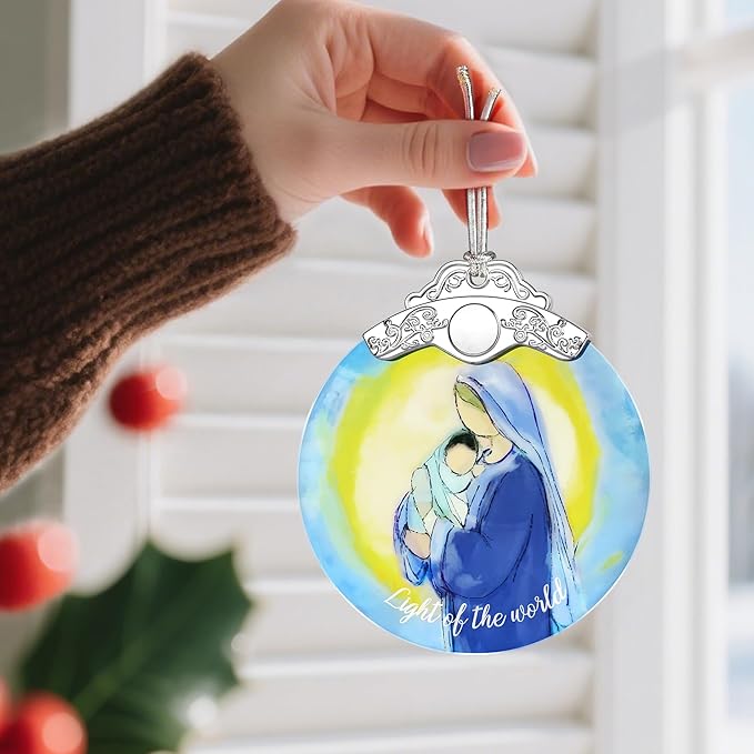 Religious Ornament, Stained Glass Christmas Decor, Christmas Ornaments for Tree, Holiday Ornament, Religious Gifts, Holiday Party Gifts, Gift Ideas & Christian Gift