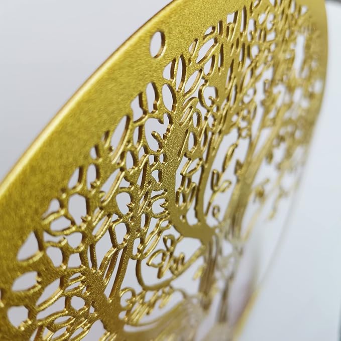 Metal Wall Decor, Tree Art Wall Sculpture, Metal Wall Art Hanging for Living Room Bedroom Indoor Outdoor, Laser Cut Rustic Black Tree of Life, 12 Inches (30 CM) (Gold, Small)