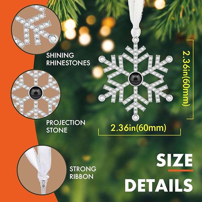 Custom Picture Ornaments, Personalized Christmas Ornaments with Photo Inside, Snowflakes Decor, Home Decor for Xmas Party, Memorial Christmas Ornament, Gifts for Family/Friends/Couples (Snowflake)