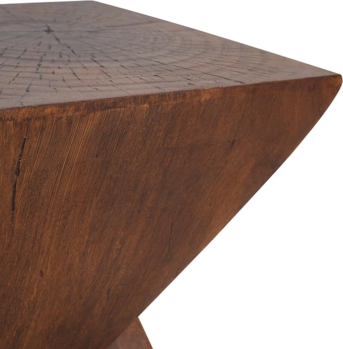 Modern Side Table with Geometric Design, Stylish Accent End Table for Living Room & Bedroom, Contemporary Black Accent Furniture for Home Decor (Dark Brown)