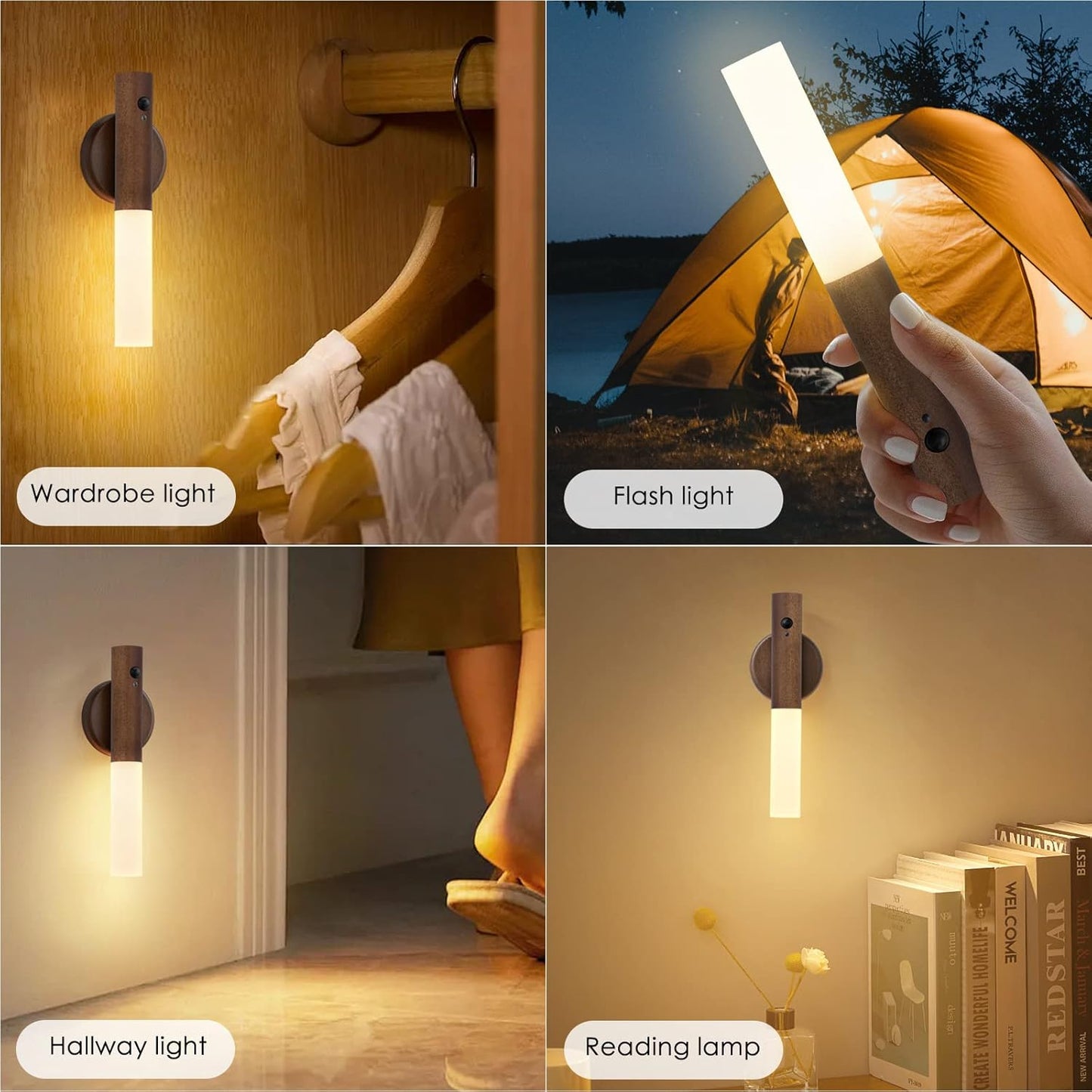 Montford Wall Sconces Set of Two Battery Operated, Motion Sensor Night Light Magnetic Wall Light Rechargeable, Peel and Stick Lights for Hallway