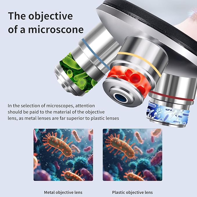 Microscope 40x-2000x Magnification with up and Down LED Lights, Double-Layer Stage, Primary and Secondary School Students, Children's Compound Microscope (Single) (WiFi Electronic Eyepiece)
