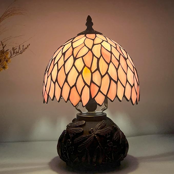 Table Lamp Base Replacement Only, Wide 4 Height 12 Inch, Fit for 6, 8, 10 Inch Tiffany Style Stained Glass Lampshade, Dark Bronze Finish,Resin, Push Switch On Cord(H (W4H12 Inch))