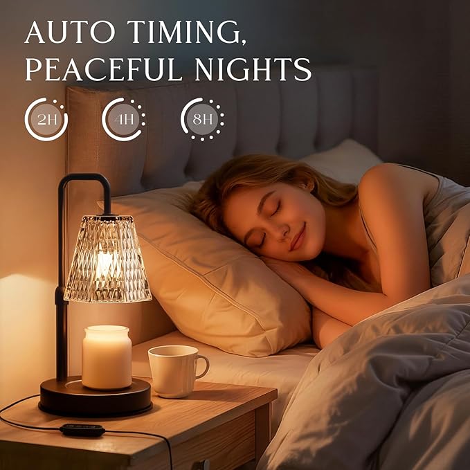 Candle Warmer Lamp with Timer – Dimmable Wax Warmer for Room Decor, Height Adjustable Candle Lamp for Mom Christmas Gifts, Birthday Gifts for Women, House warming Gifts for New Home Decor with 2 Bulbs