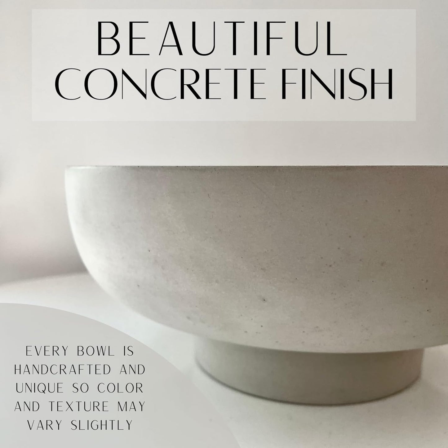 OAKOA Concrete Fruit Bowl for Kitchen Counter - Large Decorative Bowls for Home Decor - Modern Key Bowl for Entryway Table - Pedestal Bowl for Keys