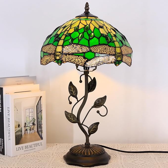 Table Lamp Base Replacement Only, Wide 6 Height 20 Inch, Fit for 8, 10, 12 Inch Tiffany Style Stained Glass Lampshade, Dark Bronze Finish,Resin, Push Switch On Cord(N (W6H20 Inch))