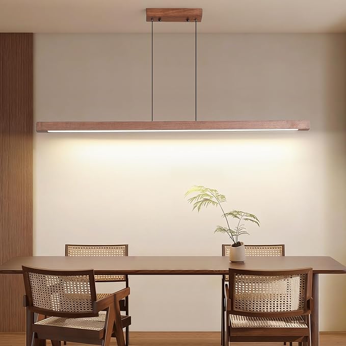 Linear Pendant Light, Modern Chandeliers for Dining Room, Dimmable Pool Table Island Lights for Kitchen, LED Ceiling Pendant Lamp for Dining Room Billiard Room, Adjustable Height,57in