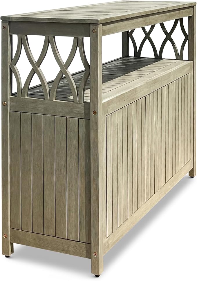 DTY Outdoor Living Longs Peak Eucalyptus Wood Sideboard Table, Outdoor Buffet Cabinet with Storage, Driftwood Gray Weather-Resistant Finish