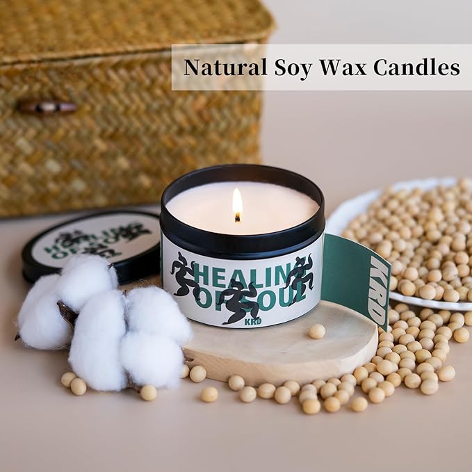 KRD Christmas Gifts for Women, 4 Pack Fruity Scented Candles Gift Set, 4x3.2oz 80H Burn, Kitchen Odor Eliminator Soy Wax