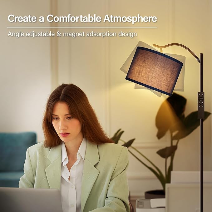 BoostArea Floor Lamp for Living Room,Arc Floor Lamp with Remote Control,Stepless Dimmable Brightness & Colors Temperature 2700k-6500k,Modern Standing Lamp for Bedroom Study Room Office,Blue