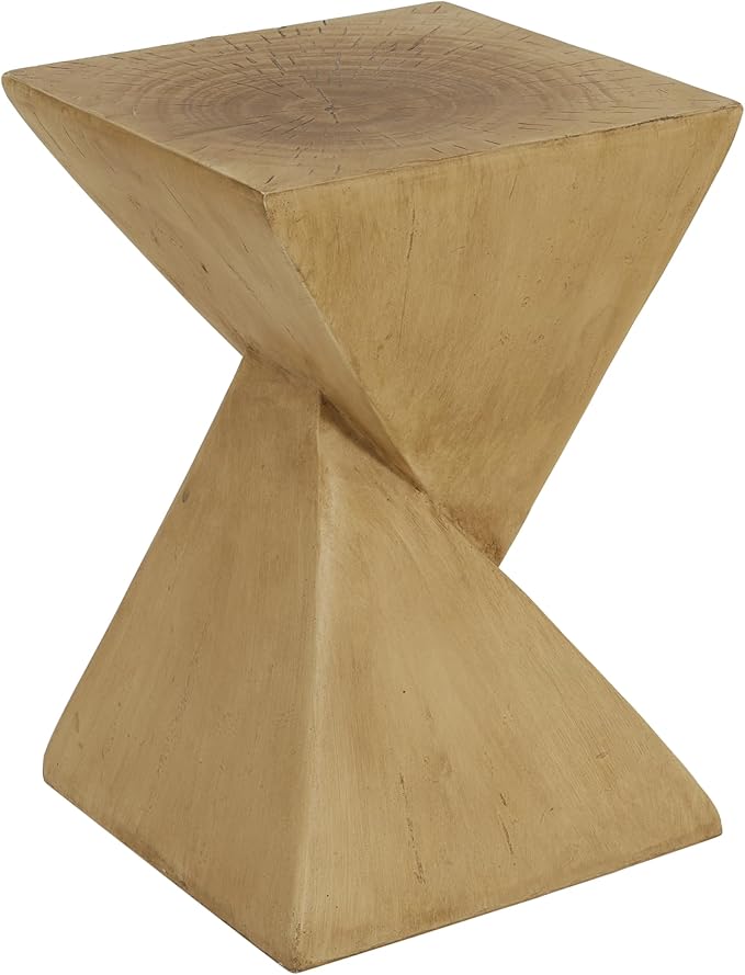 Modern Side Table with Geometric Design, Stylish Accent End Table for Living Room & Bedroom, Contemporary Black Accent Furniture for Home Decor (Light Natural)