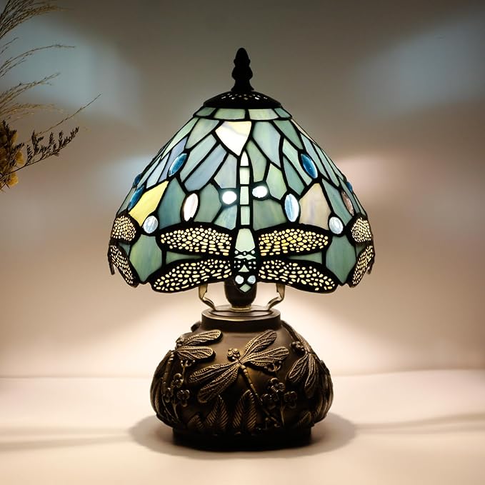 Table Lamp Base Replacement Only, Wide 4 Height 12 Inch, Fit for 6, 8, 10 Inch Tiffany Style Stained Glass Lampshade, Dark Bronze Finish,Resin, Push Switch On Cord(H (W4H12 Inch))