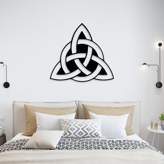 Celtic Wall Decor, Celtic Trinity Knot Metal Wall Art, Sacred Geometry Metal Wall Art, Celtic Symbol Wall Decor, Geometric Metal Decor, Metal Wall Art, Metal Wall Decor Living Room (Silver, 24"x22" | 60x55cm)