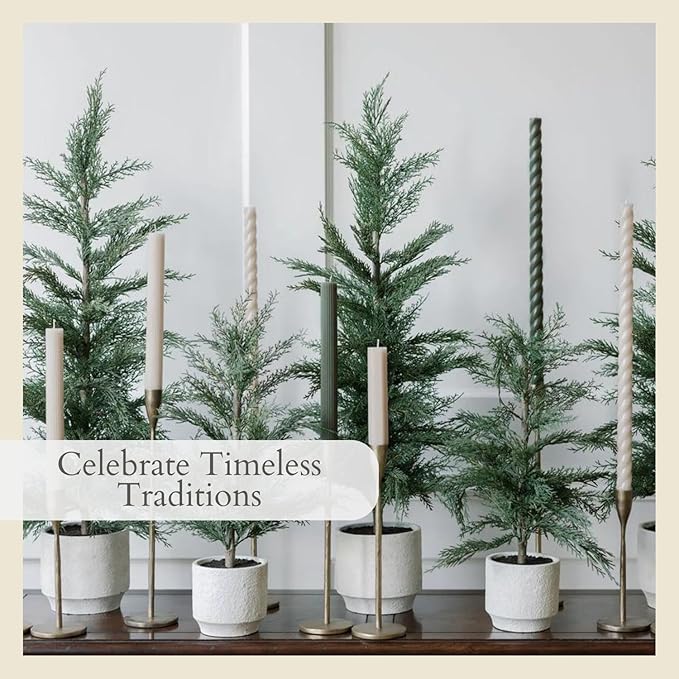 CG Hunter Holiday Collection, 4 ft Faux Cedar Tree, Premium Artificial Indoor Cedar Tree Stands 48 inTall, Pot–Perfect Christmas Decoration