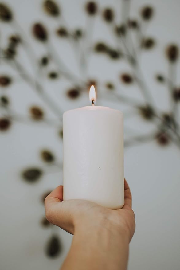 D'light Online 3 X 6 Inch Pillar Candles Set of 12 Bulk Event Pack Round Unscented Premium Wax Pillar Candles for Wedding, Spa, Party, Birthday, Holiday, Bath and Home Decor (3X6, White)