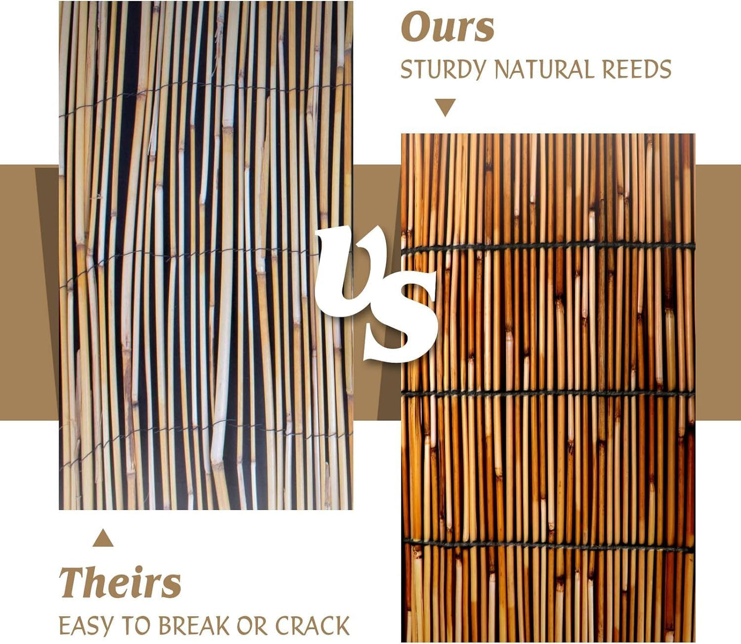 ZNCMRR Reed Fencing Rolls Natural Bamboo Fence Rolls 2 Pcs 4 Feet High Privacy Fence for Balcony Patio Garden Backyard Outdoor 4FT X 16.4FT（Brown）