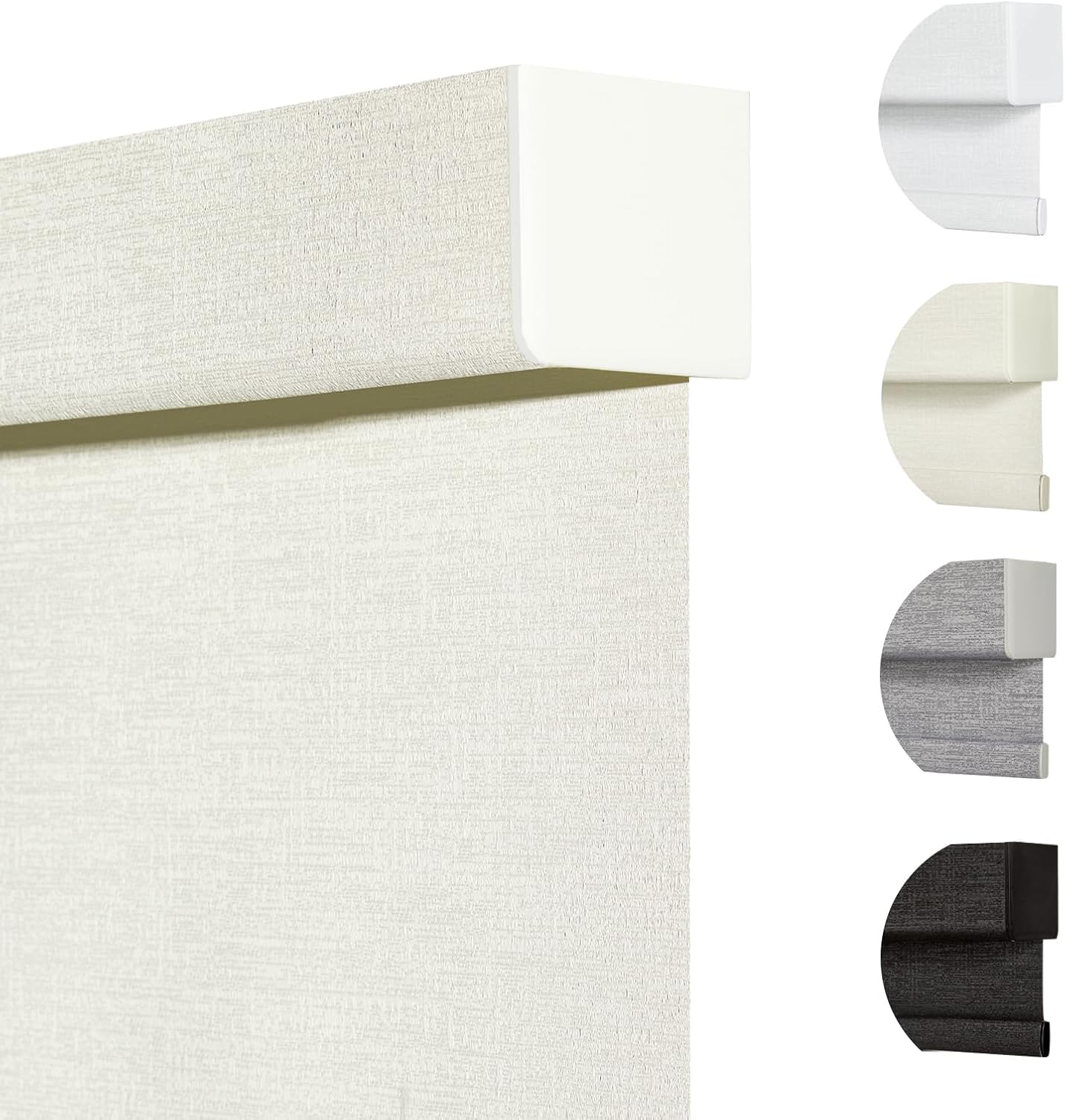 Persilux Blackout Shades for Windows Cordless Roller Blinds, Roller Windows Shades for Home with Fabric Attached Valance, UV Protections Easy Installation for Door/Office, Limestone(52.5" W x 64" H)