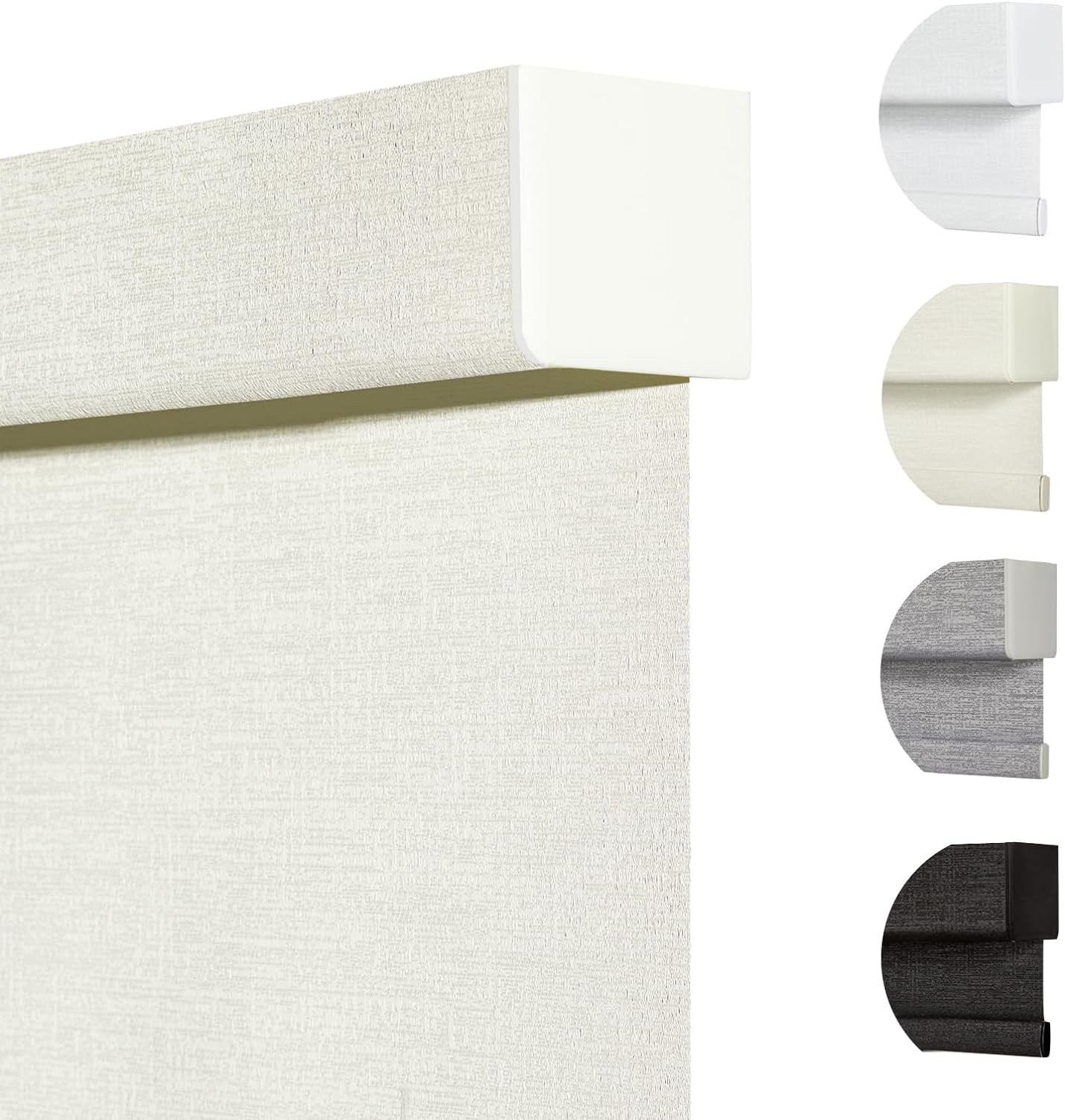 Persilux Blackout Shades for Windows Cordless Roller Blinds, Roller Windows Shades for Home with Fabric Attached Valance, UV Protections Easy Installation for Door/Office, Limestone(32" W x 64" H)