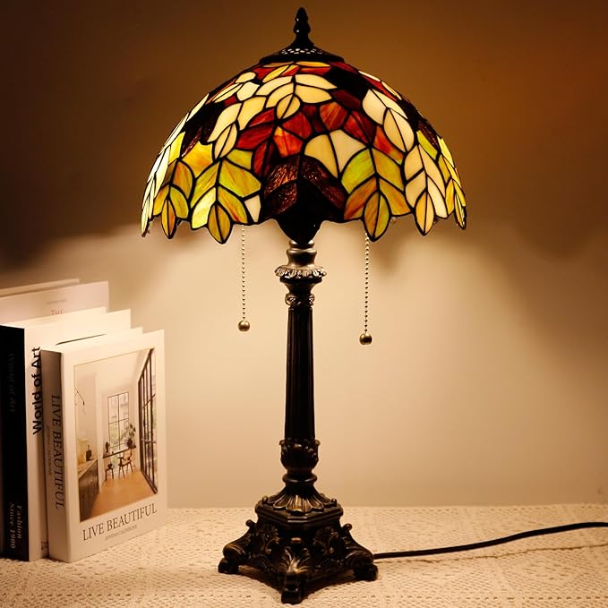 Table Lamp Base Replacement Only, Wide 6 Height 23 Inch, Fit for 12, 14, 16, 18 Inch Tiffany Style Stained Glass Lampshade, Dark Bronze Finish, Resin, Pull Chain Switch(J (W6H23 Inch))