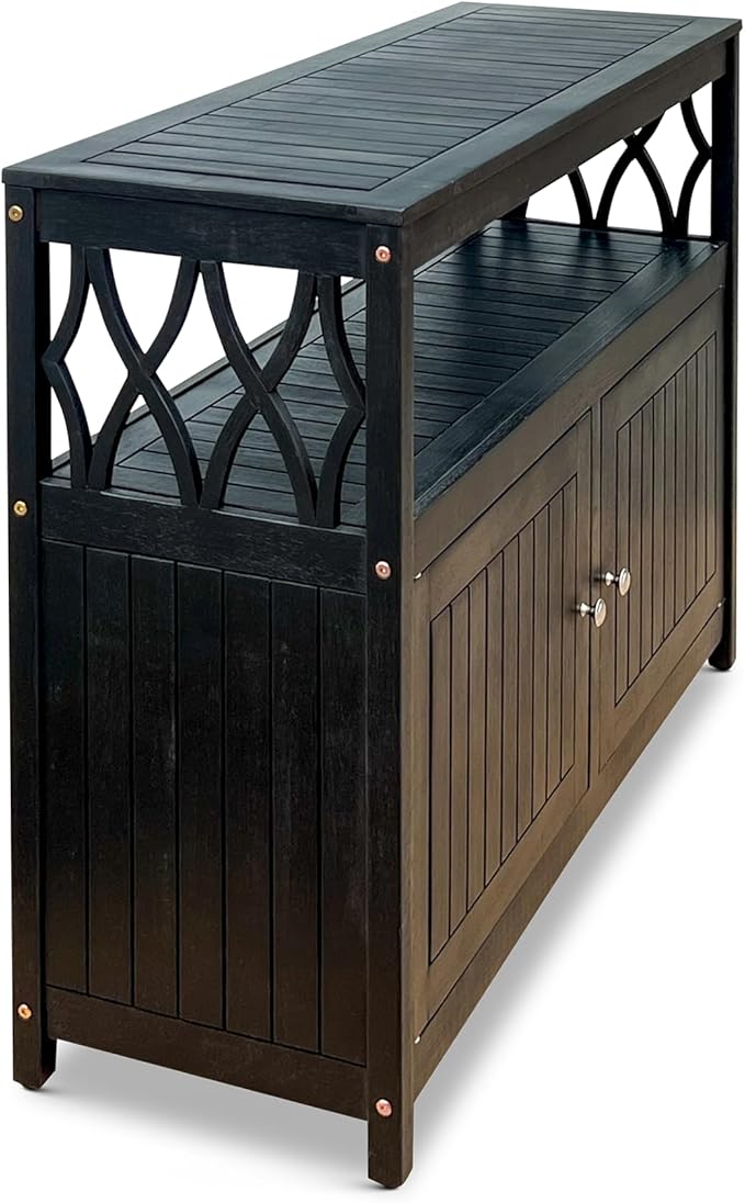 DTY Outdoor Living Longs Peak Eucalyptus Wood Sideboard Table, Outdoor Buffet Cabinet with Storage, Espresso Oil Weather-Resistant Finish