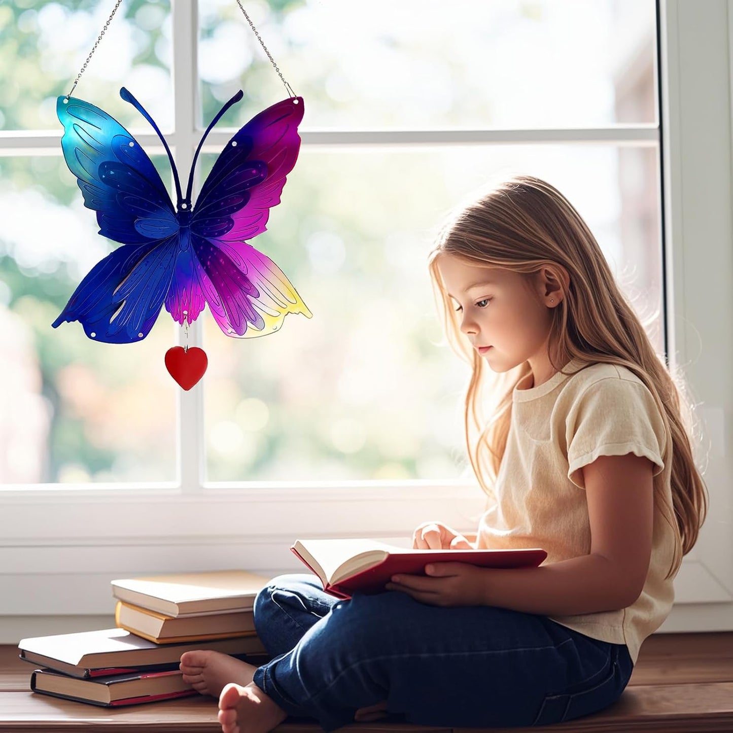 DJUAN Butterfly Gifts for Women Mom Grandma,Stainless Steel Butterfly Outdoor Statues for Yard Art Ornaments Window Porch Patio Home House Wall Decorations - Birthday Gift for Mother's Day Christmas