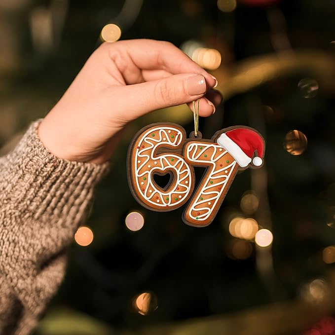 67 Christmas Ornament, 67 Ornaments for Xmas Tree, Funny Christmas Ornaments 2025, 6 7 Meme Ornament for Teens, Six Seven Gifts, Gag Gifts for Teens, Teen Girls Trendy Stuff (Gingerbread 67)