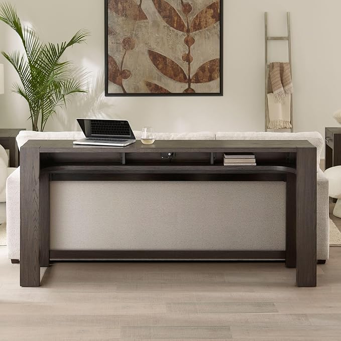 Liberty Furniture Lennox Hill Living Room Console Bar Table with Charging Station - Bark