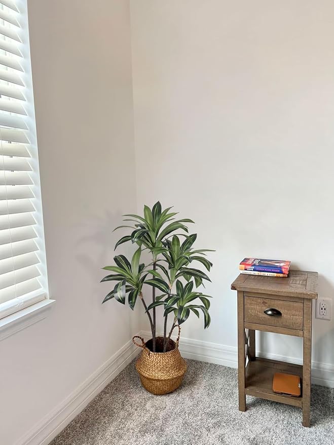 Aveyas 4ft Artificial Dracaena Tree for Home Decor, 4 Feet Real Touch Large Faux Plant Fake Silk Floor Trees with Pot for Indoor Outdoor House Living Room Office (4 ft Tall)