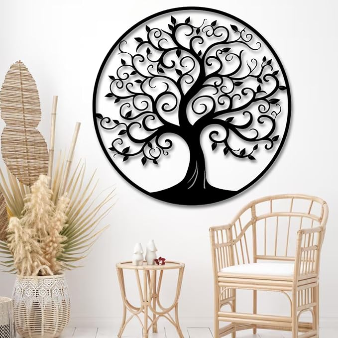 Tree of Life Wall Art,Metal Tree Wall Decorations for Living,Dining Roo,Tree of Life Metal Wall Art(39"×39", Style 1)
