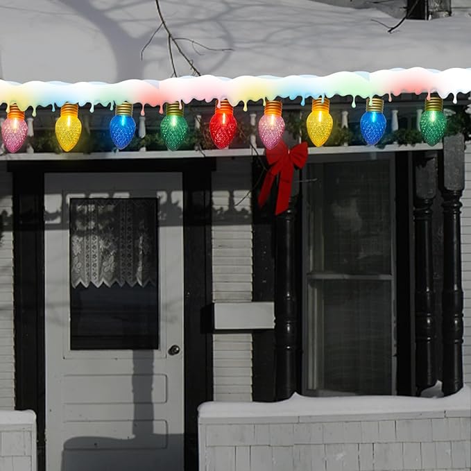 16Ft Jumbo LED Multicolor Christmas String Lights Outdoor with 10 LED Strawberry Bulb, Connectable Hanging String Lights for Indoor Home Outdoor Porch Patio Eave Xmas Trees Roofline Decorations