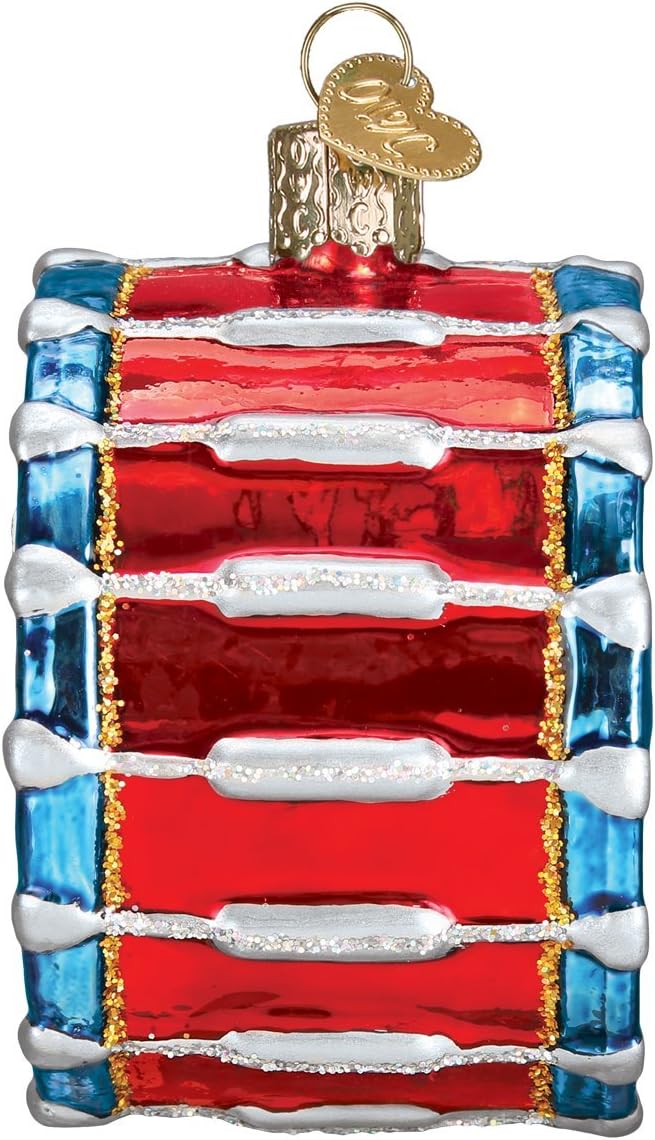 Old World Christmas Marching Band Drum Glass Blown Ornament for Christmas Tree, Handcrafted Holiday Decoration, Music Collection