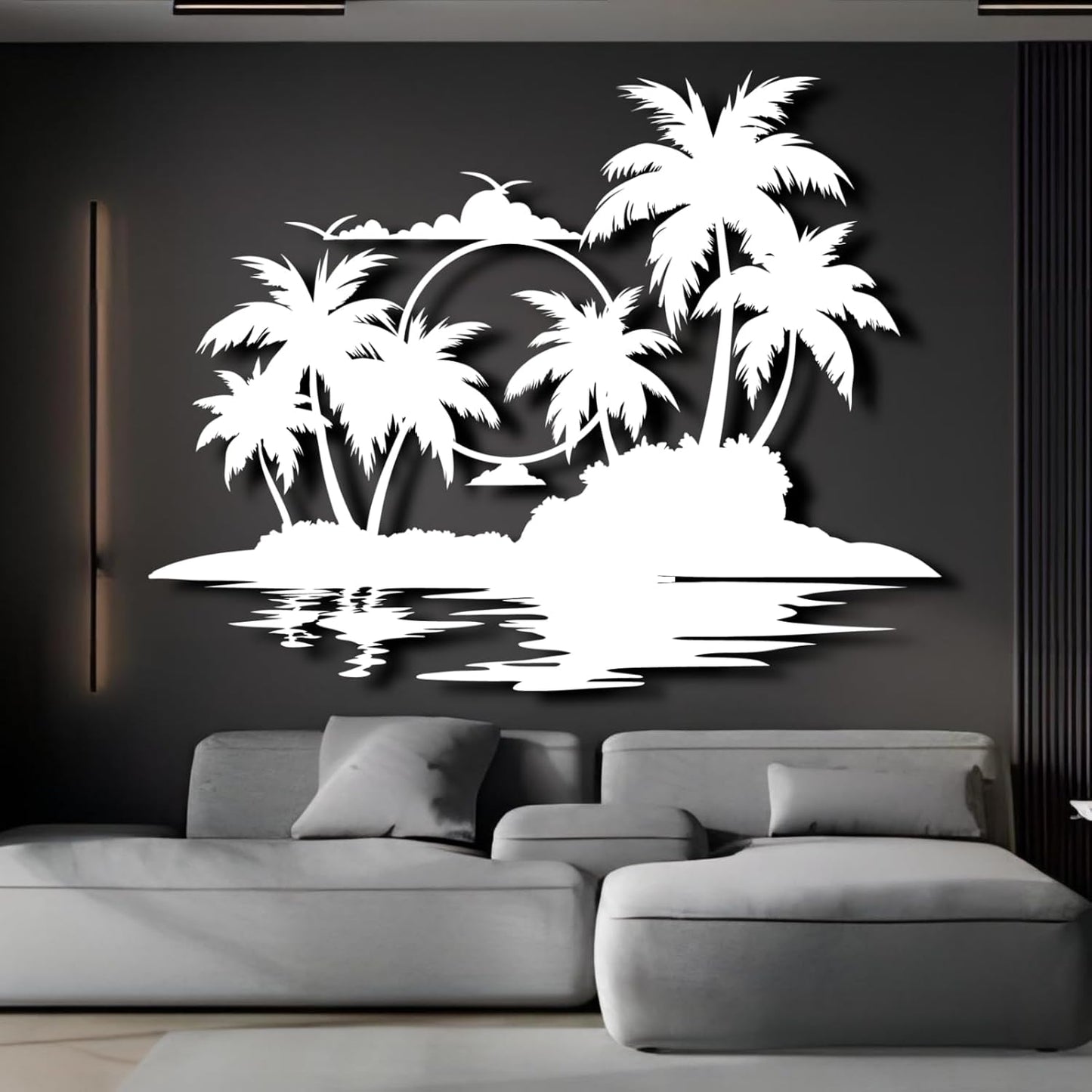 Palm Tree Metal Wall Decor,Palm Tree Metal Wall Art,Metal Palm Tree,Metal Palm Tree Wall Decor,Tropical Metal Wall Art,Beach Wall Decort,Metal Wall Decor (style 2,black,31 L" x 25 W" / 80 x 63 cm)