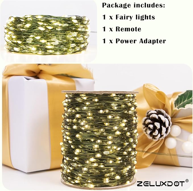 Fairy Lights Plug in,66FT 200LEDs Waterproof Led String Lights,8 Modes Remote Twinkle Light for Outdoor Indoor Christmas Wedding Birthday Garden Party Decorations,Green Wire,Warm White