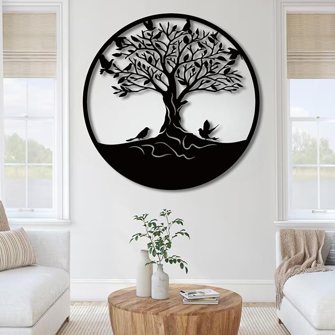 Tree of Life Wall Art,Metal Tree Wall Decorations for Living,Dining Roo,Tree of Life Metal Wall Art19"×19", Style 6)