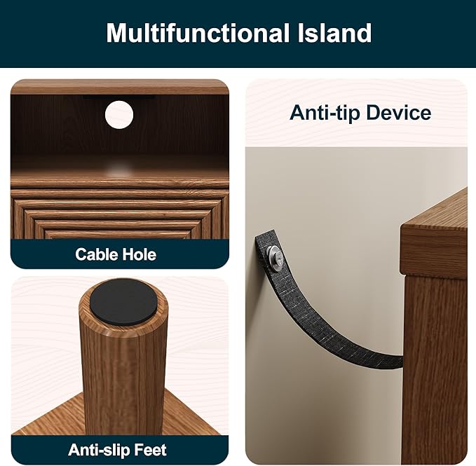 RoyalCraft Nightstand Set of 2, Modern Side Table with Charging Station, Accent End Table with Solid Wood Legs, Bedside Table for Bedroom, Entryway, Brown