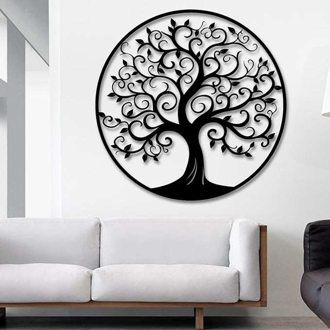 Tree of Life Wall Art,Metal Tree Wall Decorations for Living,Dining Roo,Tree of Life Metal Wall Art(19"×19", Style 1)