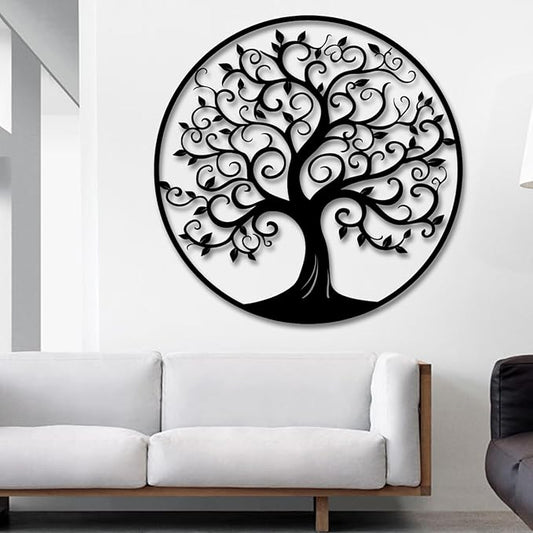 Tree of Life Wall Art,Metal Tree Wall Decorations for Living,Dining Roo,Tree of Life Metal Wall Art(19"×19", Style 1)