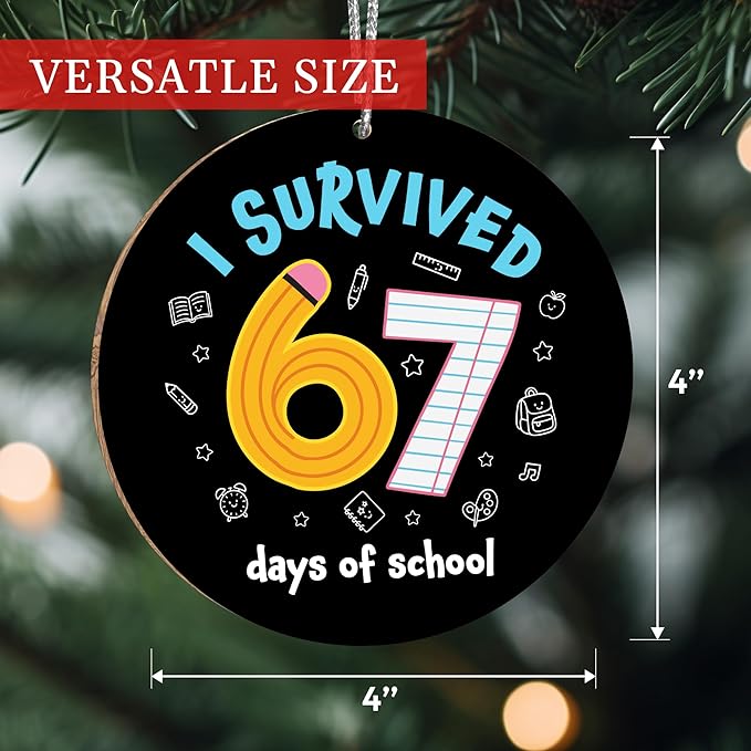 67 Christmas Ornament, 67 Ornaments for Xmas Tree, Funny Christmas Ornaments 2025, 6 7 Meme Ornament for Teens, Six Seven Gifts, Gag Gifts for Teens, Teen Girls Trendy Stuff (Pencil 67)