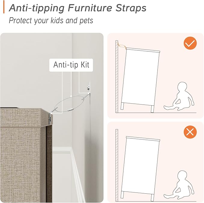 WAMPAT Set of 2 Nightstands with Charging Station&2 Drawers Storage, Modern End Tables Mid-Century Wood Bedside Tables with 2 AC Outlets & USB Ports for Living Room, Bedroom, Beige Faux Linen