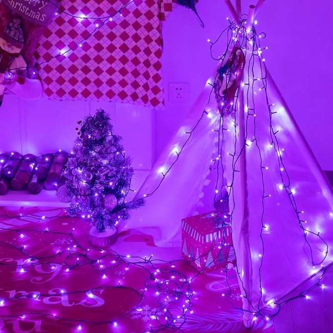 YEGUO 165ft 500 LED Christmas Lights Outdoor Waterproof, Purple String Lights Plug in, Twinkle Christmas Tree Lights Indoor with Timer Memory 8 Modes