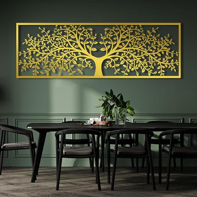 Tree of Life Metal Wall Decor, Tree of Life Metal Wall Art, Large Metal Tree Wall Decor, Metal Tree Wall Art, Metal Tree Decoration, Tree Silhouette, Living Room Bedroom Decor (White, 88"x 29"| 224x76cm(2 Pieces))