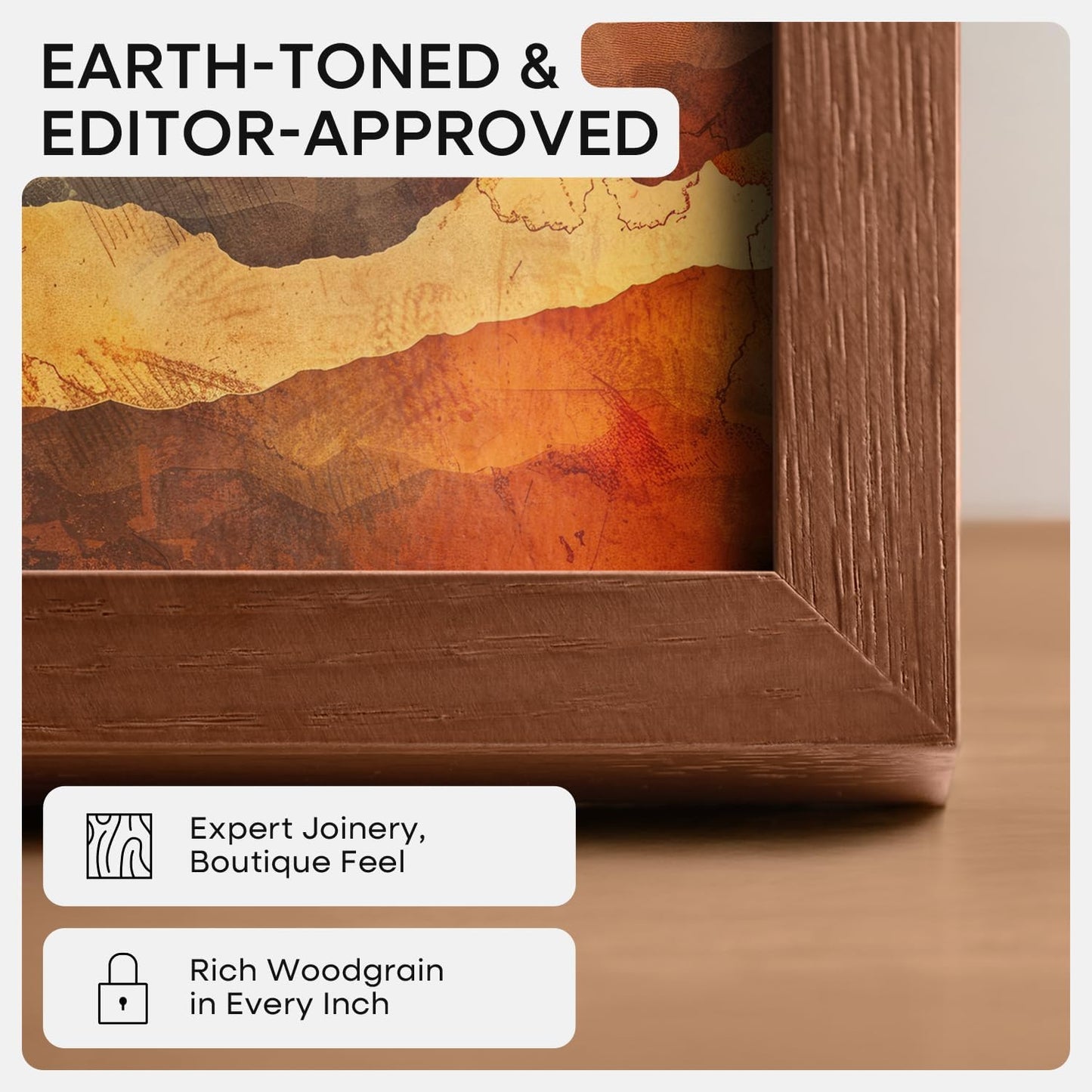 Homeforia 12x8 Picture Frame Brown, High End Dark Oak 8x12 Walnut Wooden Frames with Mat 6x8 Photo, 8 x 12 Wood Frame Matted to 6 by 8 Print, Wall or Tabletop Frame, Tempered Glass, Wall Kit, Set of 1