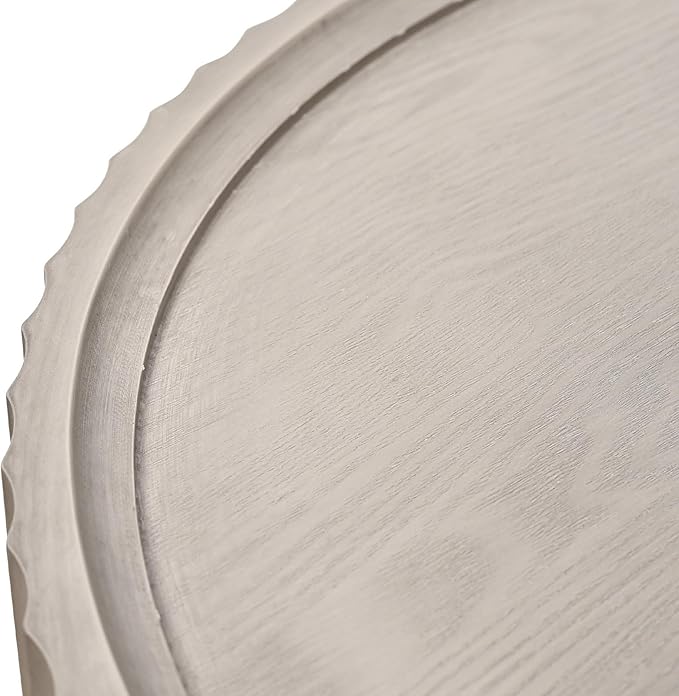 Round Coffee Table with Storage, 30.3” Fluted Drum Modern Living Room Table, Circle Wood Gray Center Tables, Accent Mushroom Shape Coffee Tables for Living Room, Apartment(30.3''L×13.7''H)