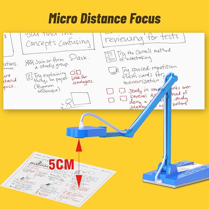 Mirabox 4K Ultra HD Document Camera for Teachers - 10MP 3-in-1 USB Document Camera Work with Mac OS,Windows,Chromebook for Live Demo,Web Conferencing,Distance Learning,Remote Teaching,Object Viewing