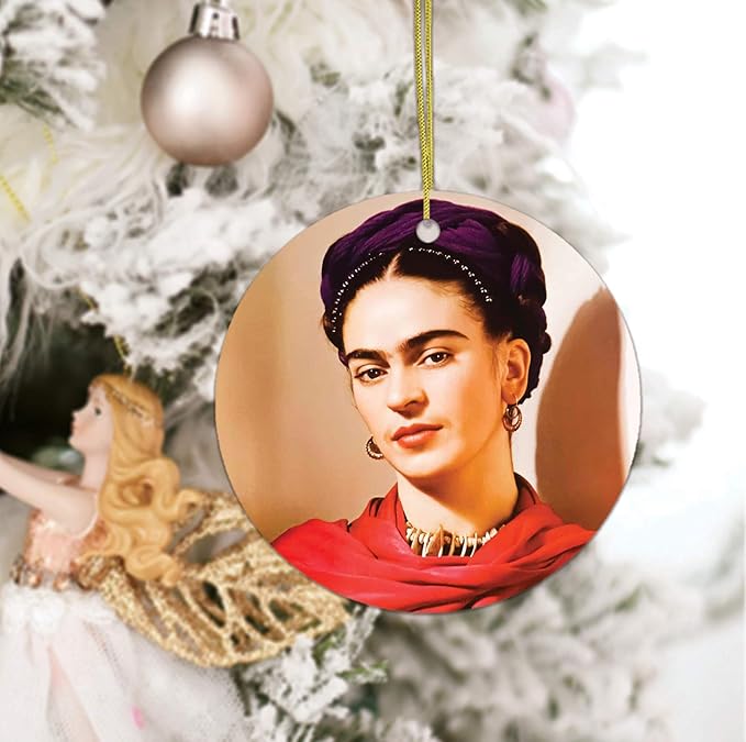 Pop Culture, Movie, and Music Themed Trendy Christmas Ornaments (Frida Kahlo Ornament)
