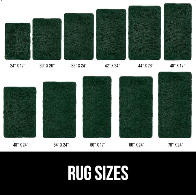 GORILLA GRIP Bath Rug Mat 36x24, Thick Soft Absorbent Chenille, Quick Dry Microfiber Mats, Rubber Backing Washable Shower Floor Rugs, Bathmat Runner, US Designed Bathroom Home Decor Accessories Hunter