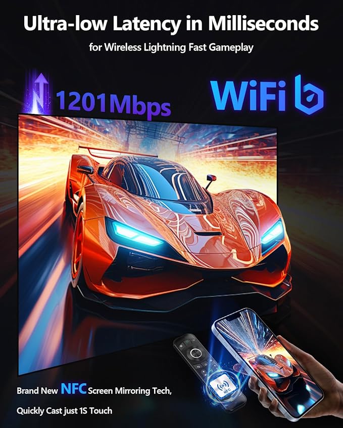 Daylight Projector 4K Ultra HD 2300 High ANSI Smart Home Theater with WiFi 6, Bluetooth, NFC, Streaming Apps, Bright Daytime Proyector, HDR10+, Auto Focus, HDMI 2.1 ARC USB for Movie Video Gaming CIVE