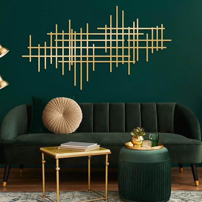 Geometric Line Metal Wall Art, Minimalist Geometric Metal Wall Art, Line Wall Decor, Modern Luxury Wall Decor, Abstract Wall Decorations, Minimalist Bedroom Wall Hanging (White, 59"x33"/150x84cm)